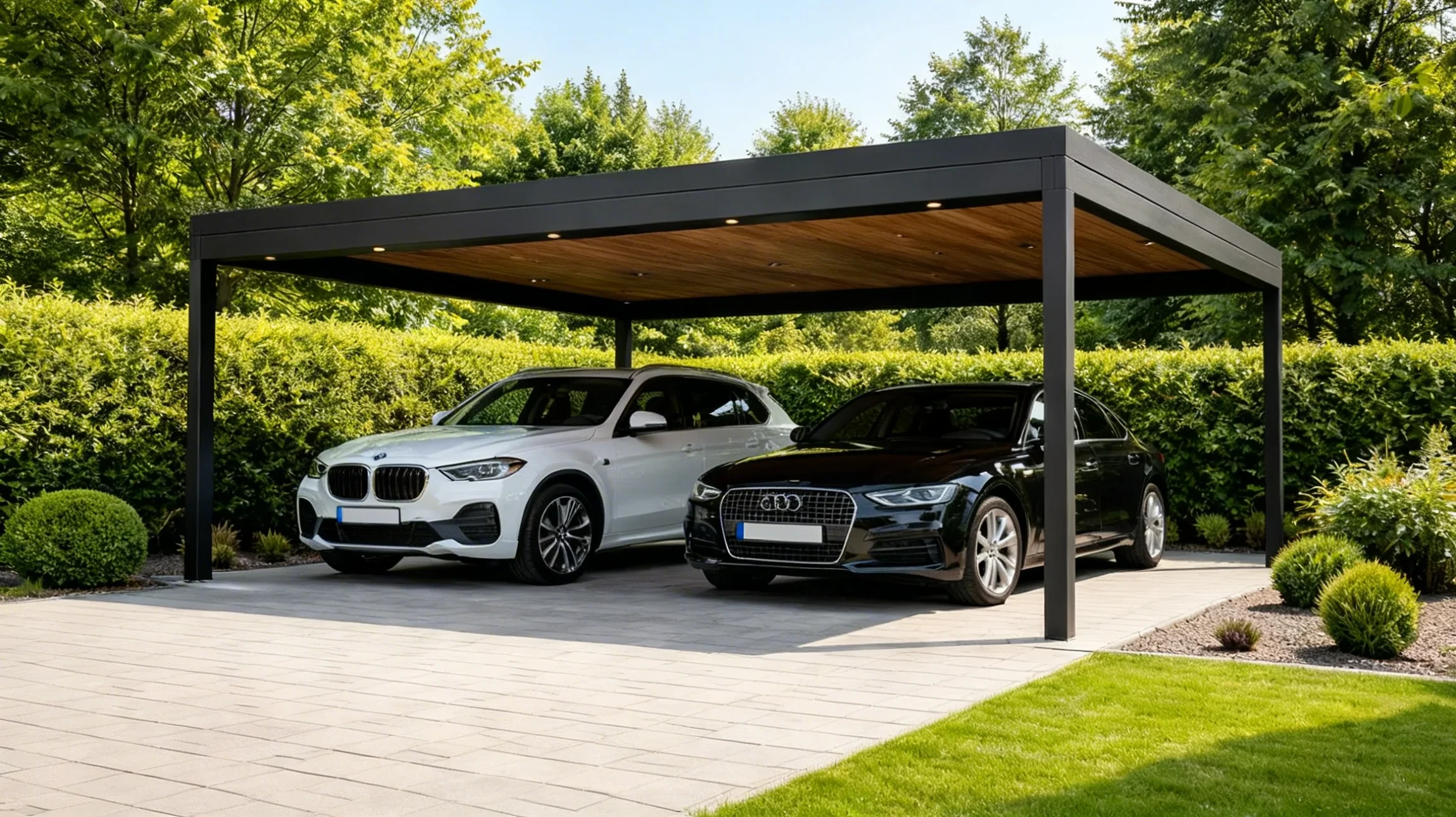 Terrasse ext&eacute;rieure avec spa jacuzzi encastr&eacute;, rev&ecirc;tement bois exotique, vue panoramique sur paysage m&eacute;diterran&eacute;en et oc&eacute;an